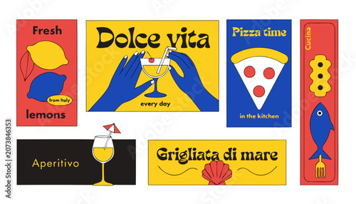 Canvastavla Italian food and drink posters set