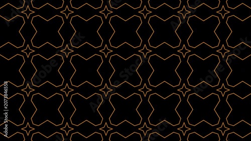 Abstract 4K Motion Background with Symmetrical Gold Art Deco Geometric Pattern and Transparency
