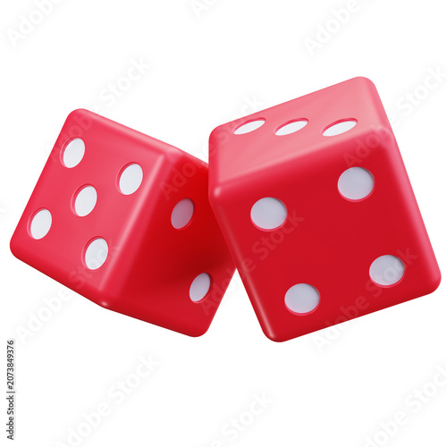 Red Lucky Game Dice 3D Illustrations