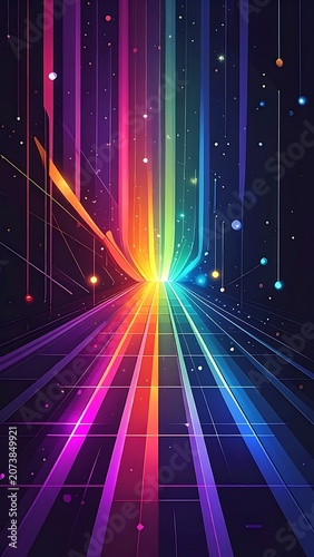 Vibrant Rainbow Light Beam Background Texture.