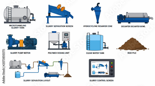 Fotografie Industrial Sludge Treatment and Processing Equipment Diagram.