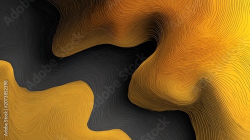 Abstract Golden Topography with Dark Wavy Background