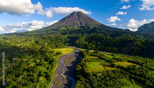 Aerial view of mountain landscape scenery.