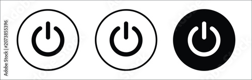 Foto Power button icons featuring multiple styles for electronic devices, software in