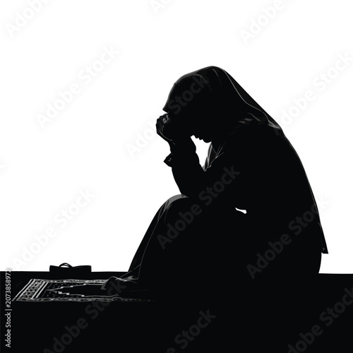 Bild auf Leinwand Woman Sitting in Deep Thought.