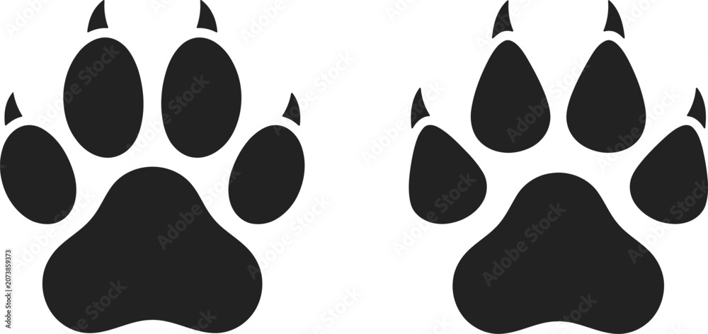 Fototapeta premium Black bear paw print silhouette for wildlife and conservation designs