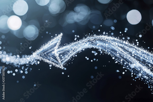 Stream of light flows gracefully, creating sparkling arrow shape that conveys direction and movement, evoking sense of wonder