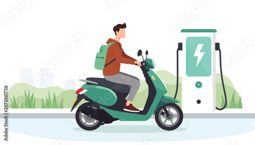 Electric Mobility Scooter Vector Illustration