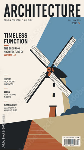 Fotografie Architecture Magazine Cover: Windmill Design, Structure, Culture, Timeless Funct