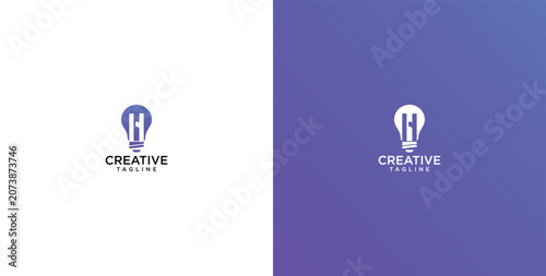 Minimalist Letter H Logo Design Integrated Inside a Creative Light Bulb Concept for Innovative Technology Branding and Startup Identity