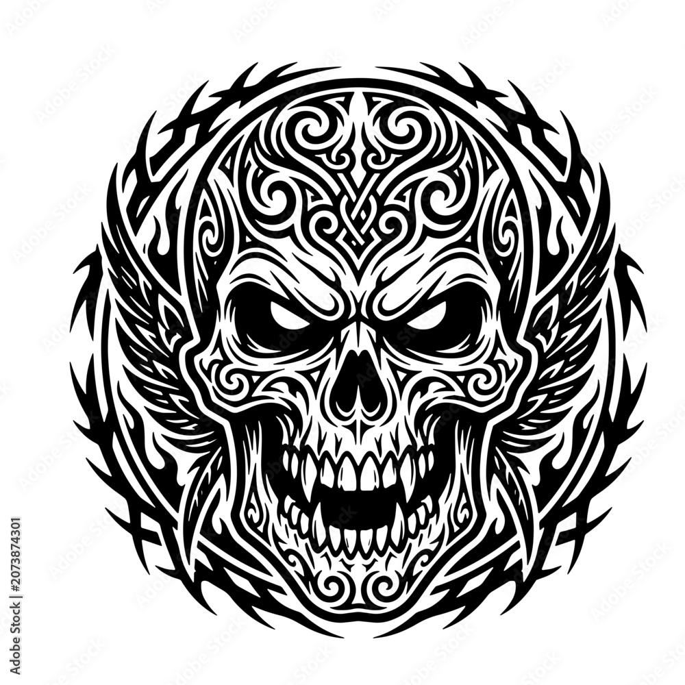 Obraz premium tribal skull tattoo