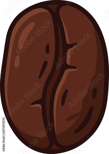 Single roasted coffee bean with glossy brown finish