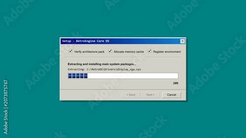 Retro Style Operating System Installation Progress Bar Vintage Computer Software Setup
