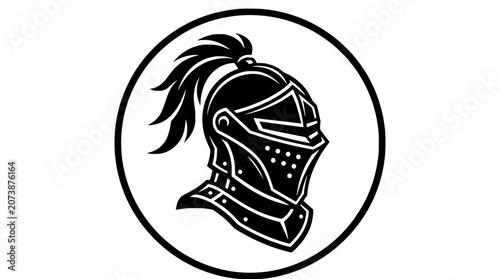 Photos Black and white medieval knight helmet emblem