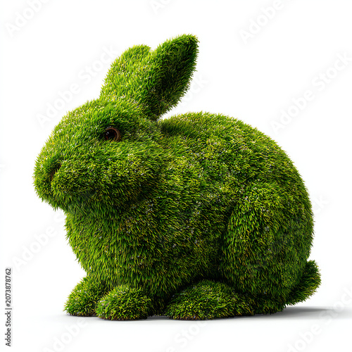 Shrubs trimmed into Rabbit in grass transparent background