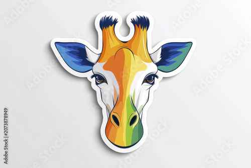 Colorful giraffe sticker design featuring vibrant hues and playful expression, perfect for animal lovers and decor