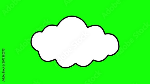 Cartoon cloud shape icon isolated on green screen background.