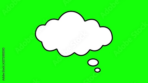 Comic thought bubble icon isolated on green screen background.