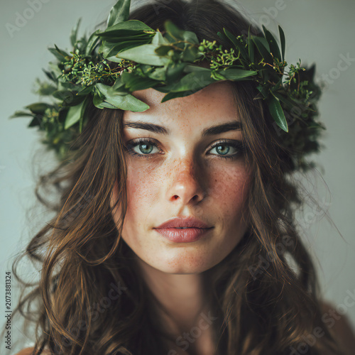 Simple bridal natural green leaves headdress.