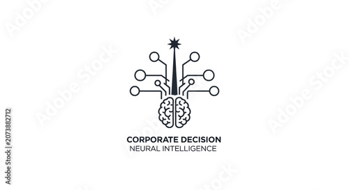Brain circuit icon for corporate decision neural intelligence.