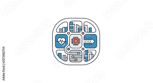 Business icons on white background.