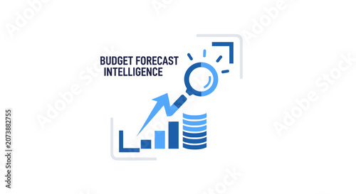 Budget forecast intelligence with coins and rising graph.