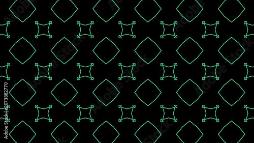 4K Motion Graphic Organic Emerald Green Geometric Floral Pattern with Alpha Channel
