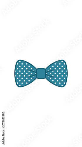 Teal Blue Bow Tie with White Polka Dots Illustration Isolated on White Background