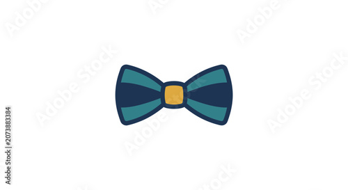 Stylized Striped Bow Tie Icon with Teal and Navy Blue Colors