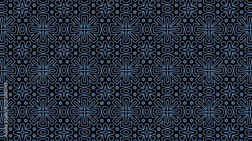 4K Motion Graphic Sky Blue Ornamental Star and Floral Geometric Pattern with Alpha Channel
