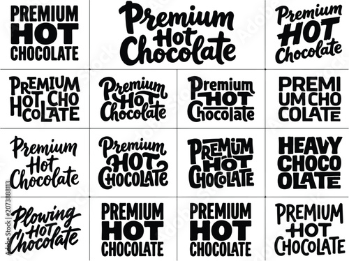Premium hot chocolate hand lettering typography set
