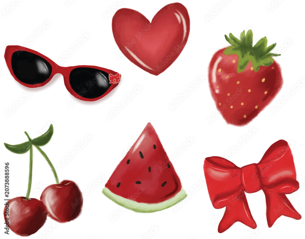 Fototapeta premium Sweet Red Vibe Sticker Pack