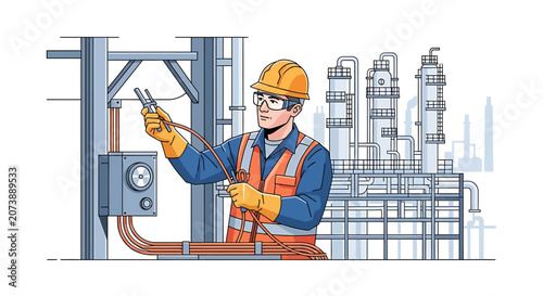 Worker wearing safety gear industrially.