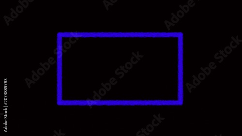 Rectangle shape glows with a vibrant blue neon light against a dark black background which provides a simple minimalist aesthetic that works perfectly for modern digital interface and design projects.
