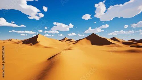 Vibrant orange sand dunes under a bright blue sky