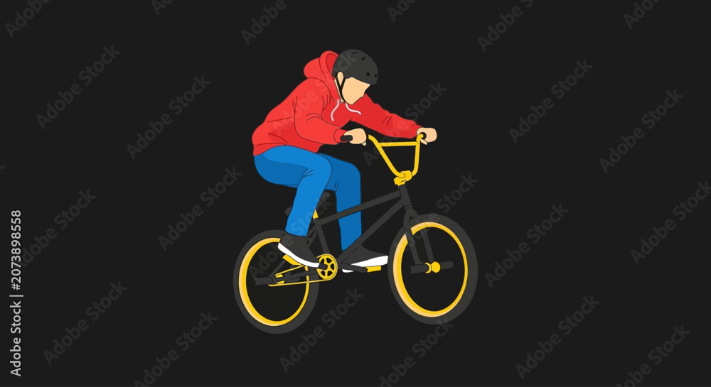 Obraz premium BMX Rider Flat Vector Illustration