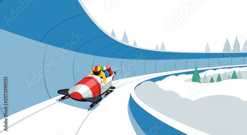 Fotografía Bobsled Race Vector Illustration Winter Sports Graphic Resource