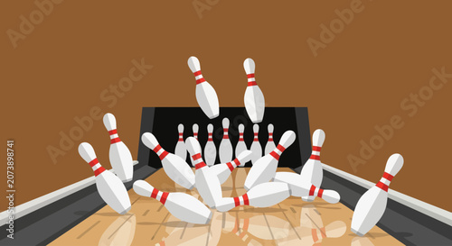 Tableau sur toile Bowling Strike Vector Illustration