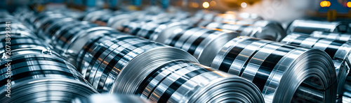 Metal Coils in Factory: Row...