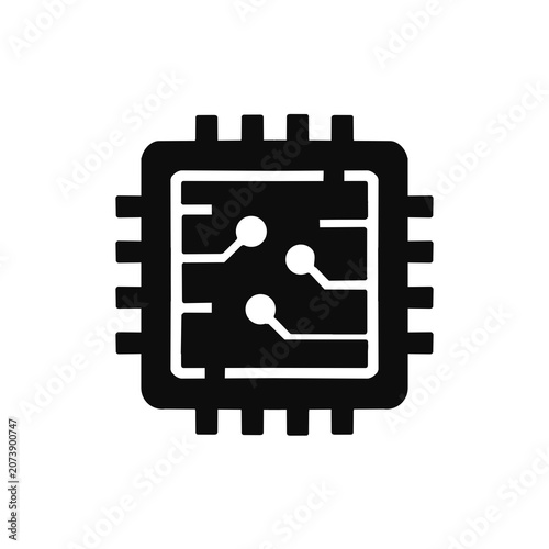 Computer Chip Icon for Technology and Electronics