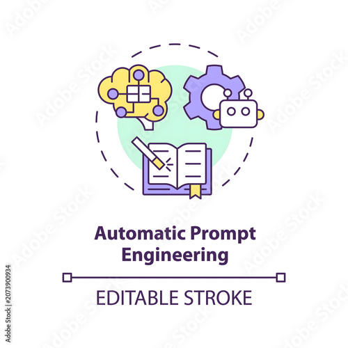Automatic Prompt Engineering Concept with AI Learning and Editable Stroke Vector Illustration
