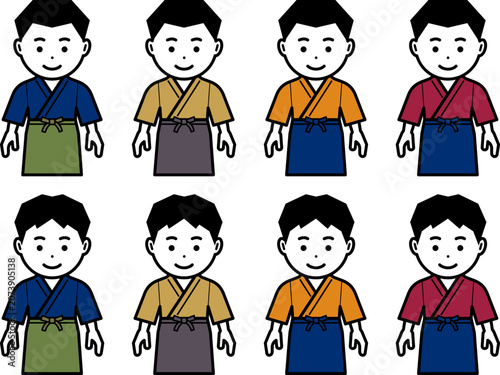 腕を下ろす作務衣に前掛けの男性のアイコン