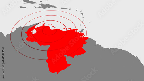 Venezuela Earthquake Concept on Map with Seismic Waves and Copy Space Illustration