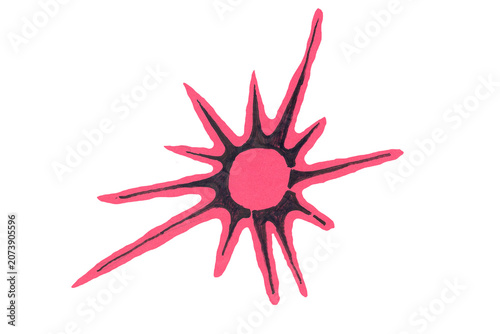 Bild auf Leinwand Hand Drawn Pink Magenta Abstract Sunburst Radial Shape Punk Art Doodle Transpare