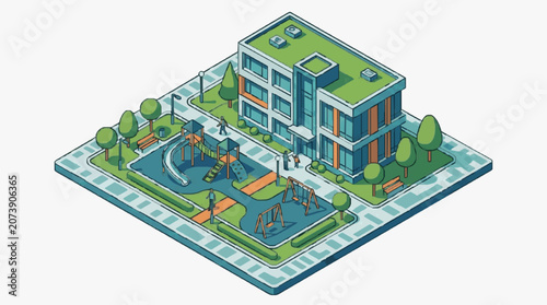 Tableau sur toile Modern Family Home with Poolside Relaxation.