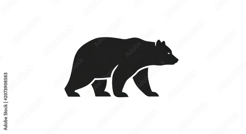 Fototapeta premium Black silhouette of a walking bear.