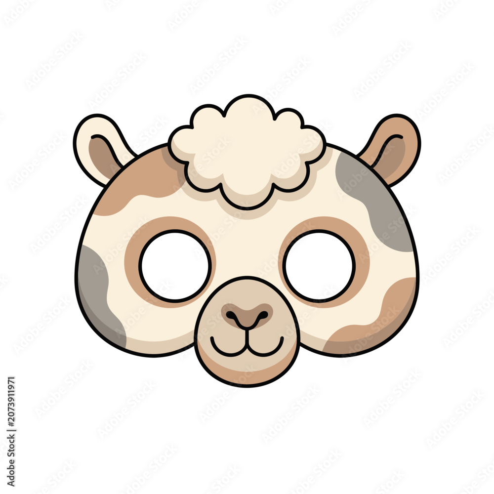 Fototapeta premium Adorable Llama Head Mask Vector Illustration on White Background