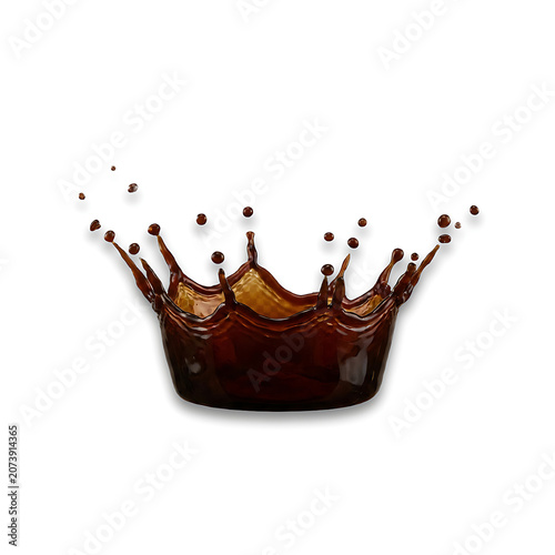 Coffee splash crown isolated on white background