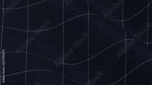 Italian Navy Blue Windowpane Check Wool Fabric shifting in rich waves of traditional large grid geometry and elegant dark background for blazers
