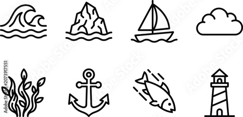 Fotografie set of icons of beach